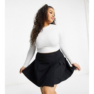 ASOS DESIGN Curve Pleated Mini Skirt in Black - Size 20